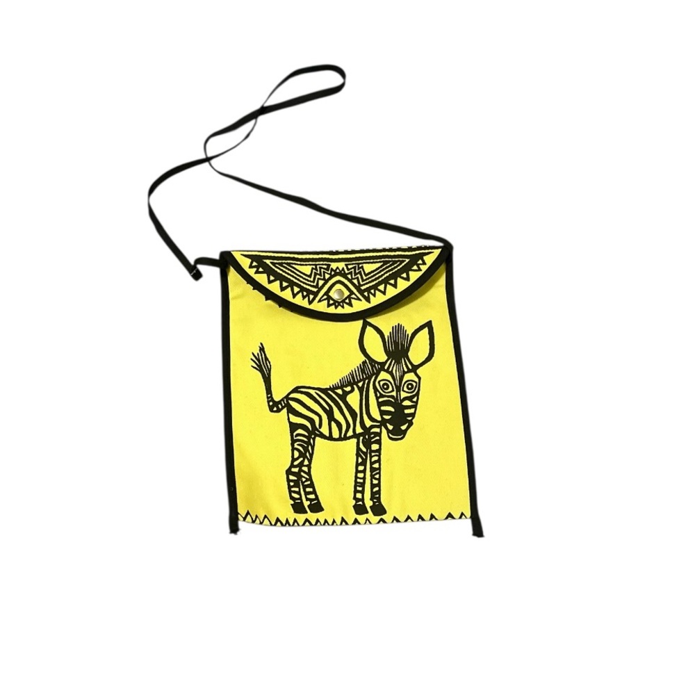 Coq d’Or Yellow Zebra Print Shoulder Bag – African Art Inspired Crossbody - Picture 2 of 8